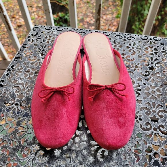 J. CREW Red Leather Zoe Ballet Mules Size 8.5 NWOT